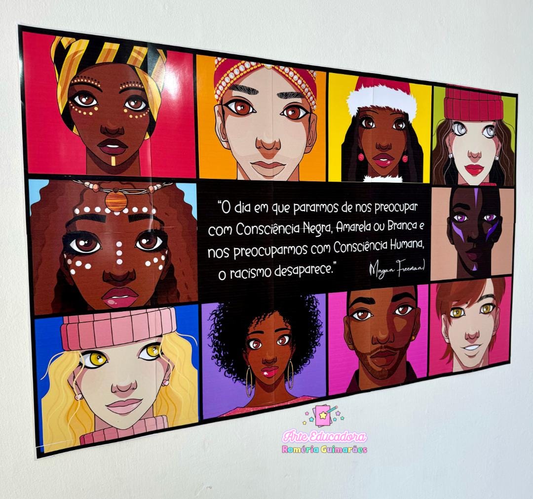 Painel Tema Consciência Negra para trabalhar com crianças da Educação Infantil e séries iniciais do Ensino Fundamental.