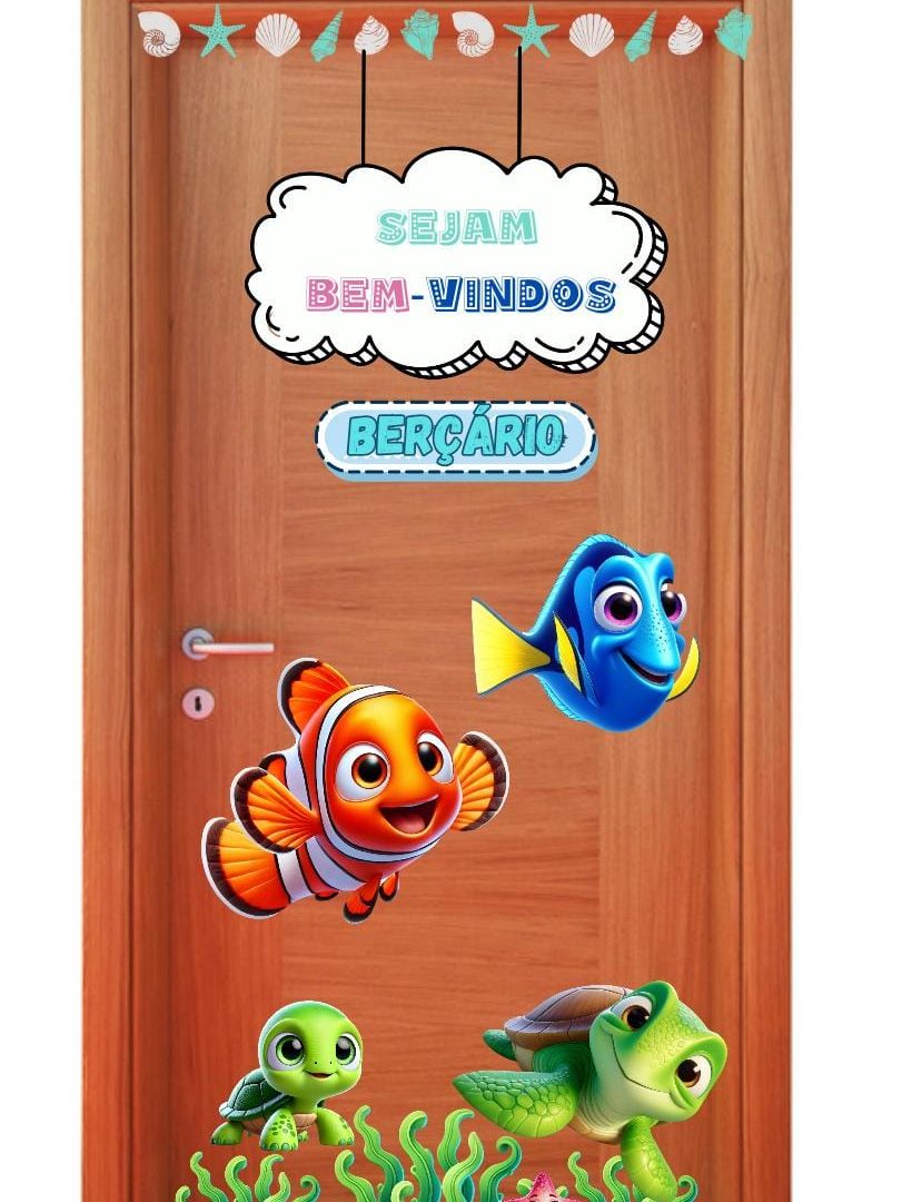 PAINEL DE PORTA SEJAM BEM-VINDOS FUNDO DO MAR 🐠 🐟 🐚
