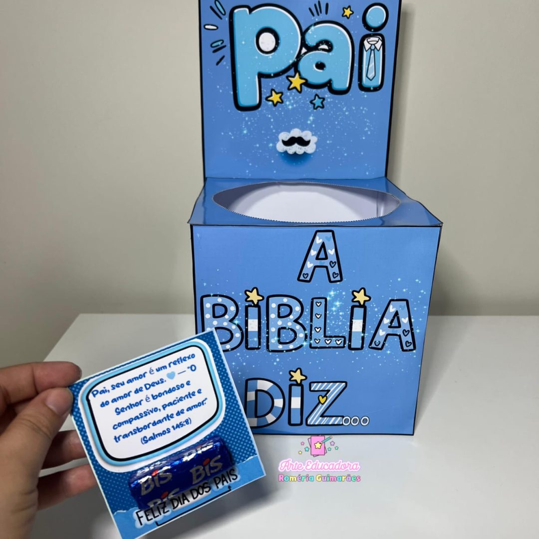 🎁 CAIXA PERSONALIZADA + CARTÕES COM VERSOS DE INCENTIVO BÍBLICOS 👔🌟 Tema: Dia dos pais.