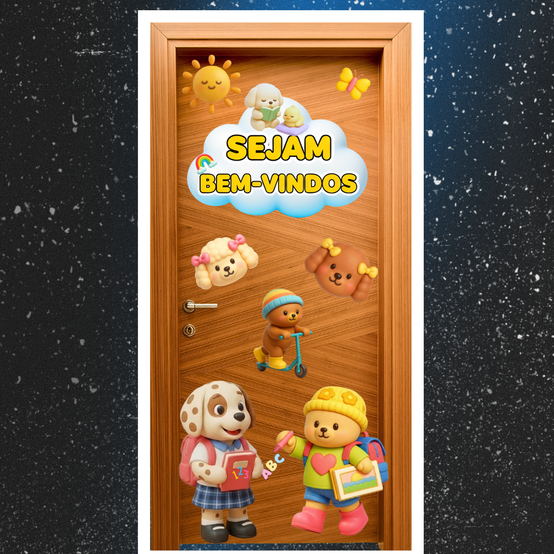 Painel de porta Sejam bem - vindos: Tema Bobbie Goods  🩷❤️🧡
