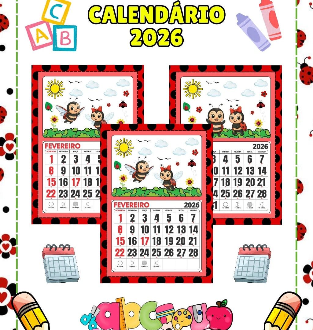 ✨Calendários 2026 *🐞 Joaninha✨*