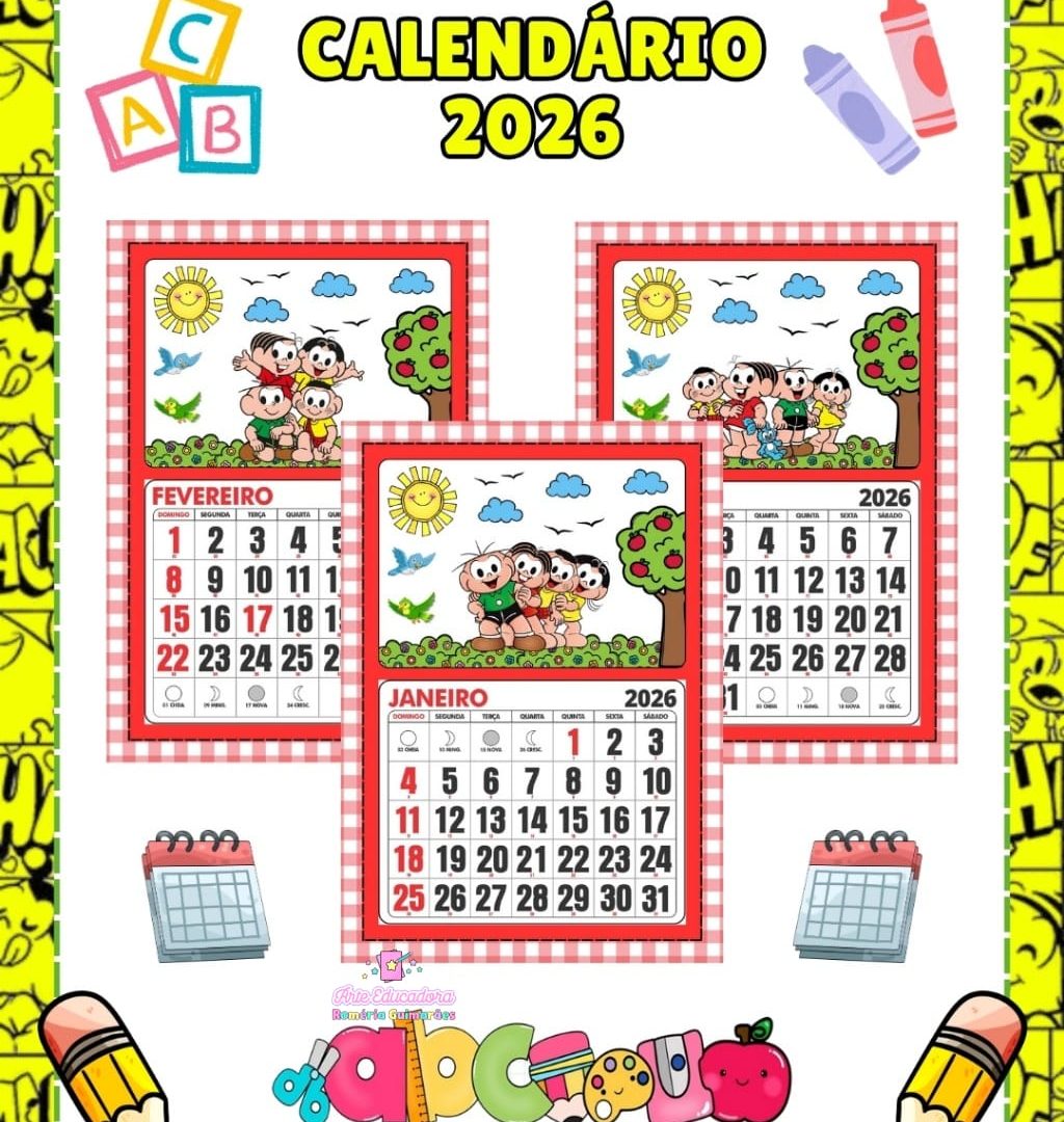 ✨Calendários 2026 *🐞 Turma da Mônica✨*