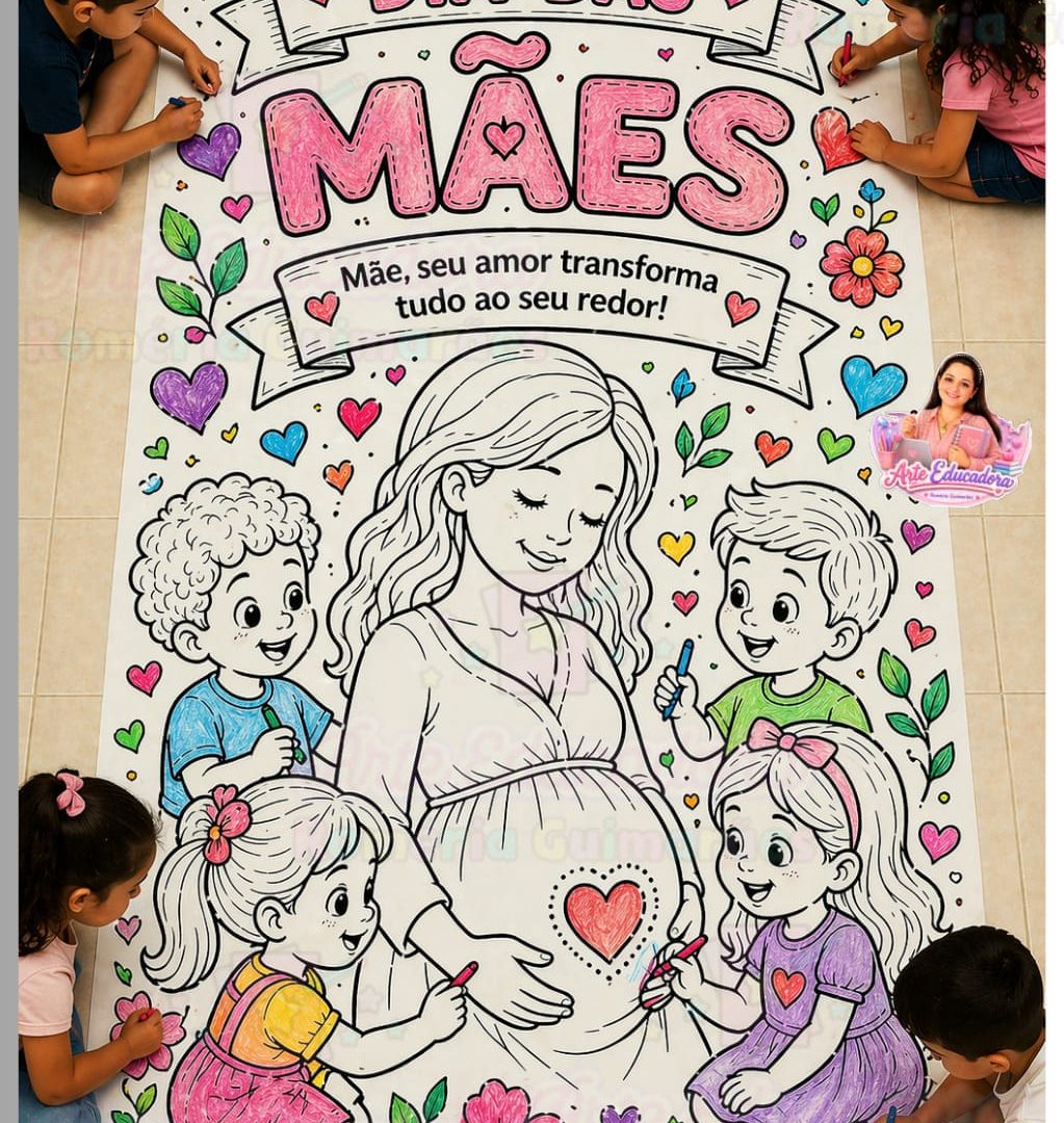 🎨✨ Painel interativo + Atividade Individual para Colorir+ Sacolinha – Dia das Mães 💖