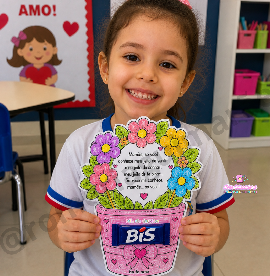 🌸 Cartão Interativo Flor – Dia das Mães 💖