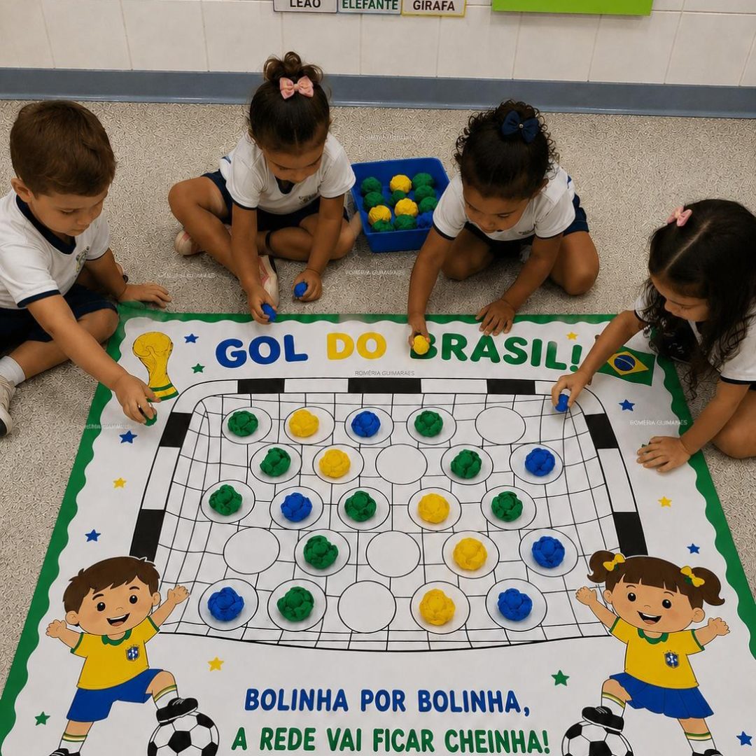 ⚽🥅 PAINEL INTERATIVO, BOLINHAS DE MASSINHA OU PAPEL CREPOM– GOL DO BRASIL! 🇧🇷