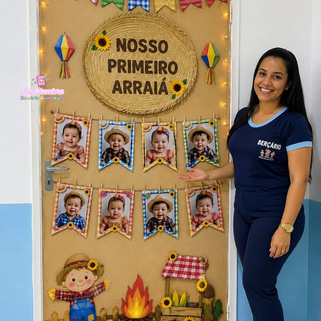 🌻🧡 PAINEL DE PORTA – NOSSO PRIMEIRO ARRAIÁ🧡🌻✨