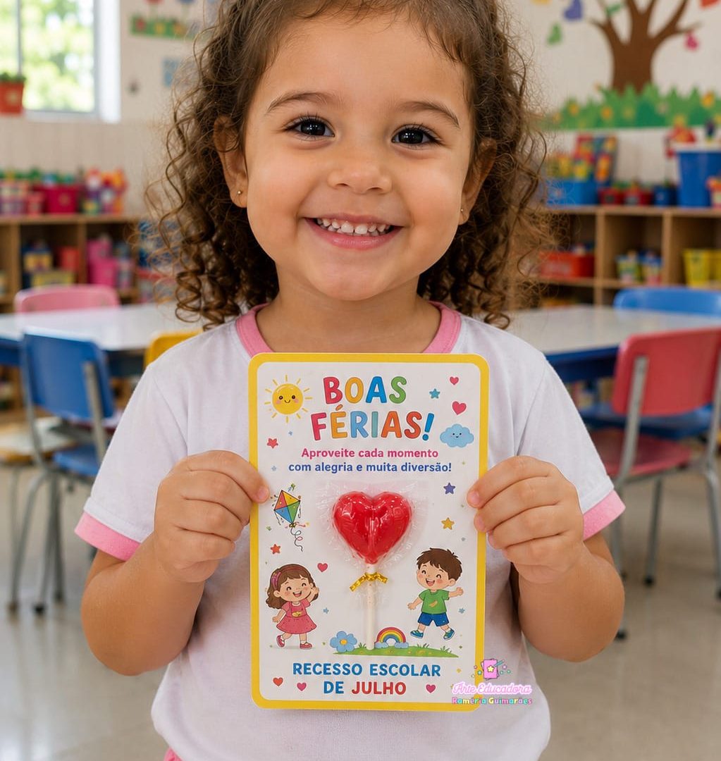 🌞🍭 CARTÃO BOAS FÉRIAS – RECESSO ESCOLAR DE JULHO🍭🌞