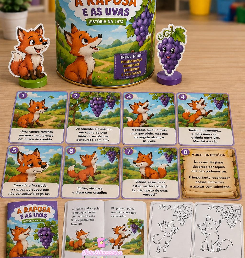 🦊🍇 HISTÓRIA NA LATA – A RAPOSA E AS UVAS 🍇🦊