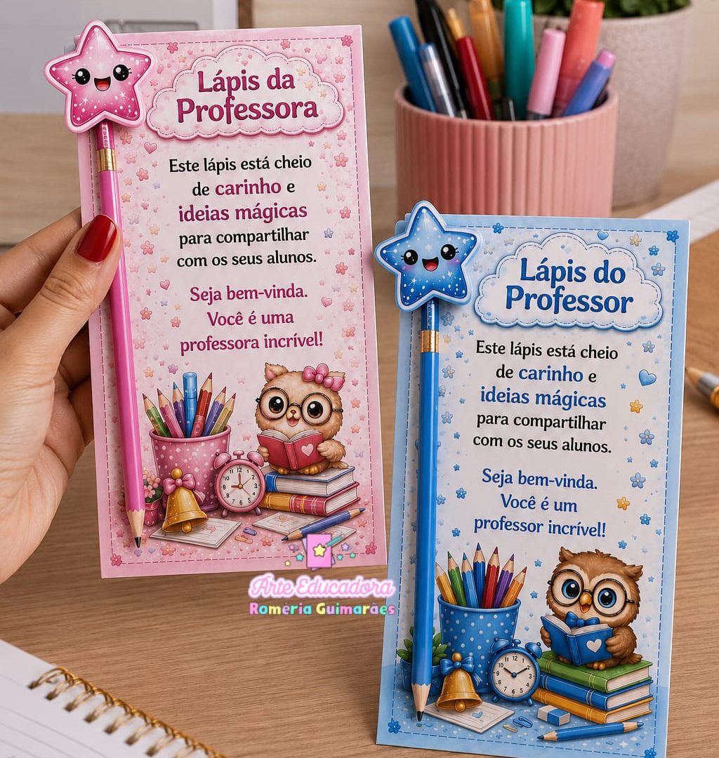 ✨🩷 LÁPIS DA PROFESSORA E LÁPIS DO PROFESSOR💙✨