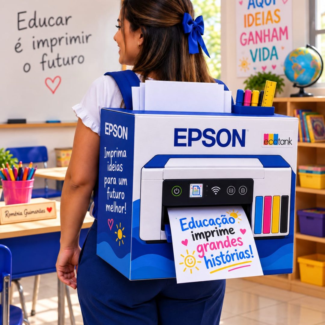 🖨️🎒Caixa Mochila Maluca da Professora – Tema Impressora