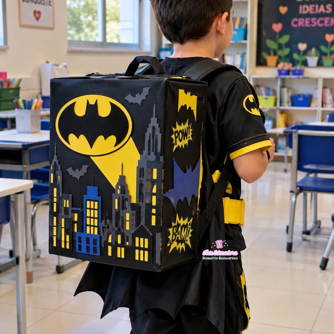 🦇🎒 MOCHILA MALUCA – TEMA BATMAN 💛🖤
