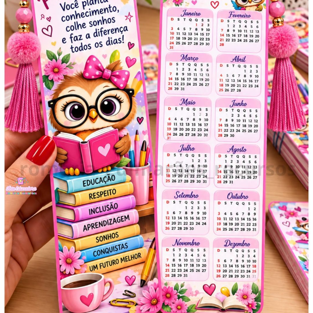 📚🍎 **Marca-página com Calendário 2027 – Dia dos Professores** 🍎📚