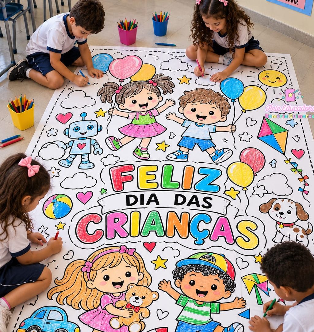 TAPETE PARA COLORIR – DIA DAS CRIANÇAS OPÇÃO 1